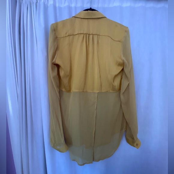 Free People Button Down Blouse golden / mustard yellow bottom half translucent💛 - Picture 6 of 9